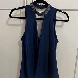 Blue Sequin neckline top Nordstrom
